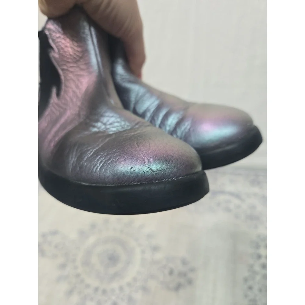Camper Duet Kids‎ Iridescent Leather Side Zip Ankle Boots EUR 33 US 1.5 Penguin